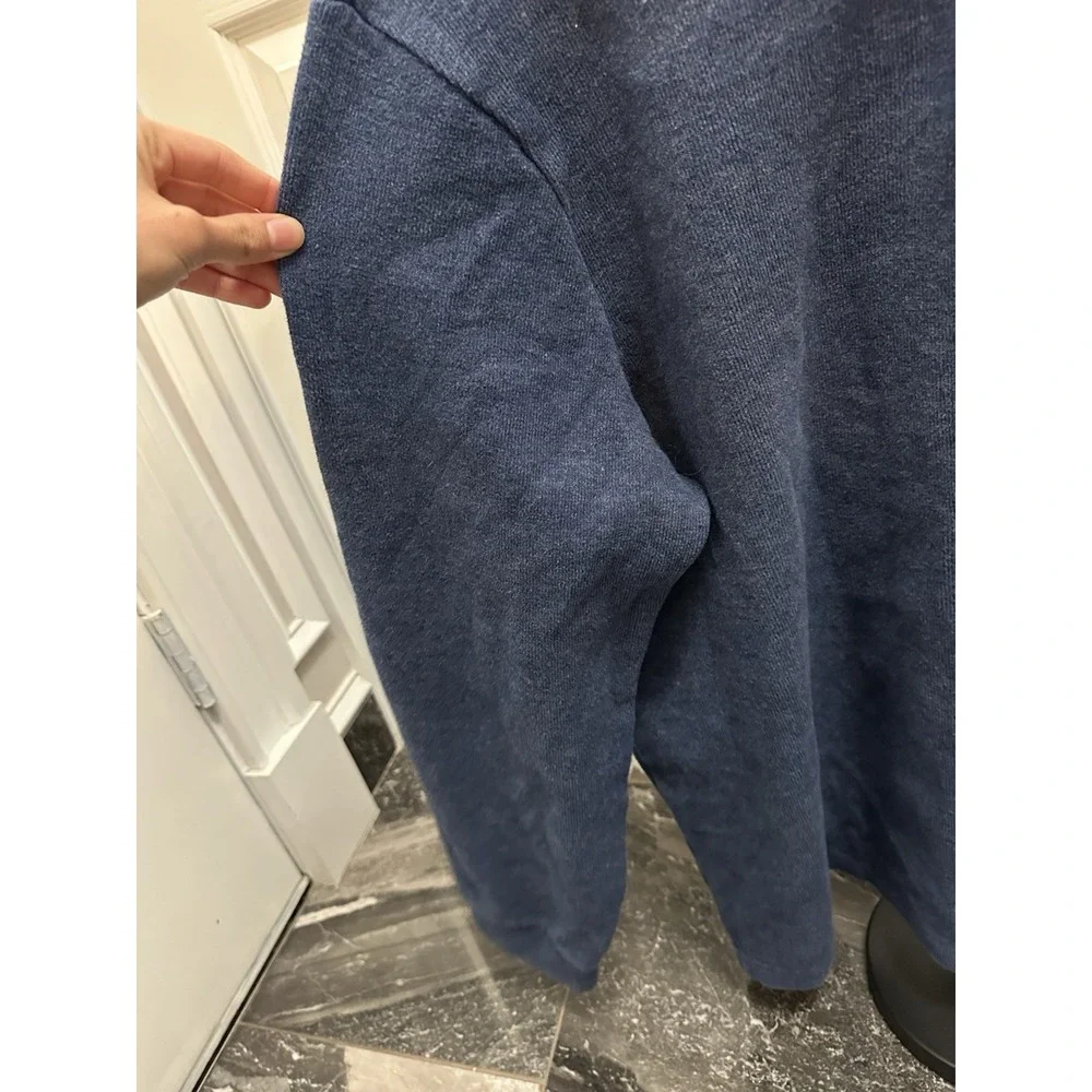polo ralph lauren mens quarter zip sweater‎ Blue With Brown Elbow Patches XXL - Picture 4 of 12